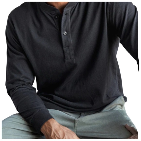 Outerknown Men's Black Henley Long-Sleeve T-Shirt. Large NWT - Picture 9 of 11